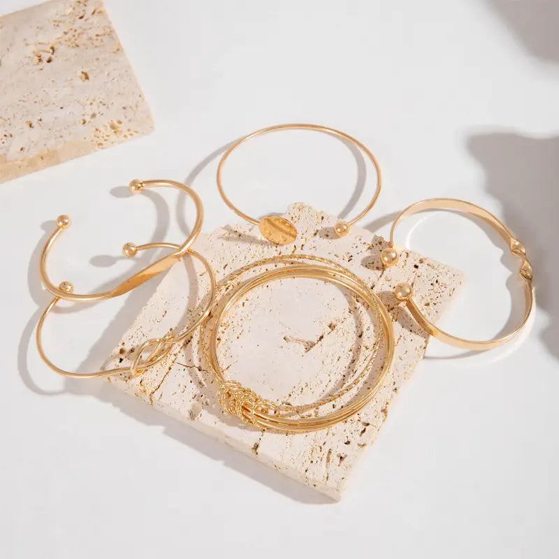 Knotted Elegance Armband Set | 18k Guld