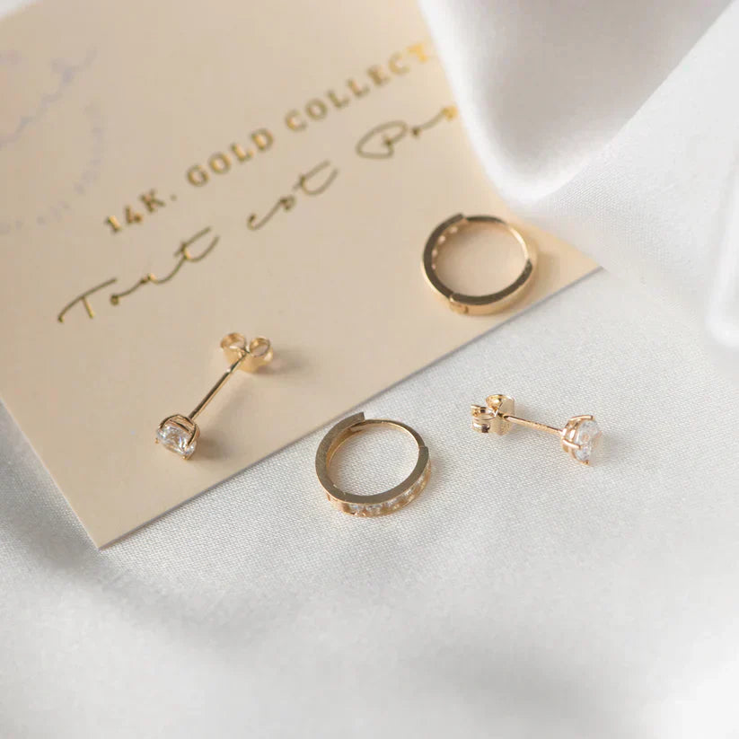 Brillane™ | 14K Guld Sten Øreringe Sæt