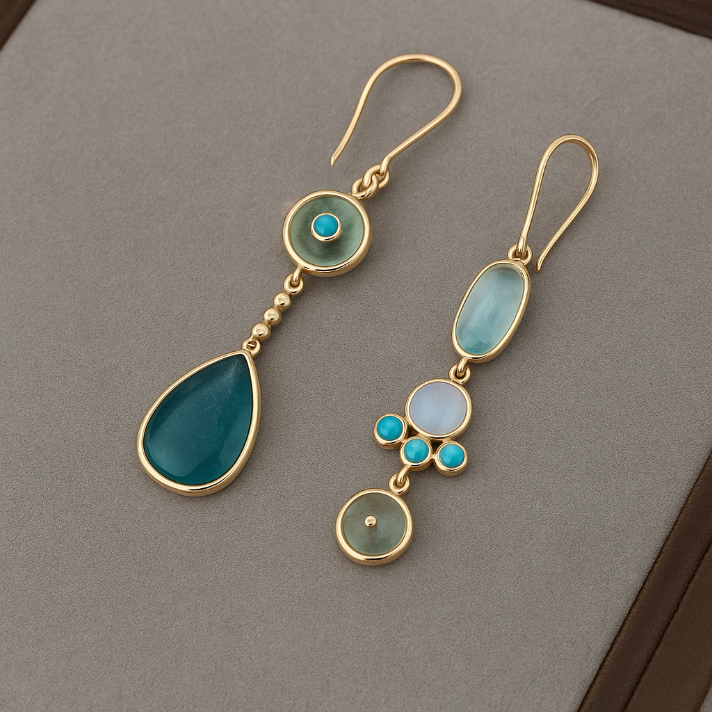 Dråbeøreringe med Turquoise Sten