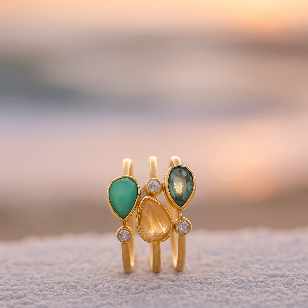 Ring i guld messing med livlige zirconia