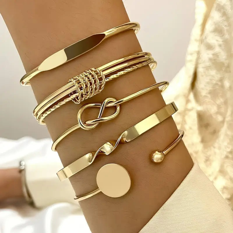 Knotted Elegance Armband Set | 18k Guld