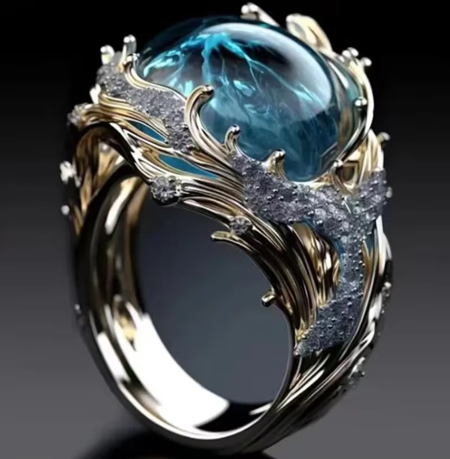 Bølgeformet Ring Vintage Gyldne Ocean