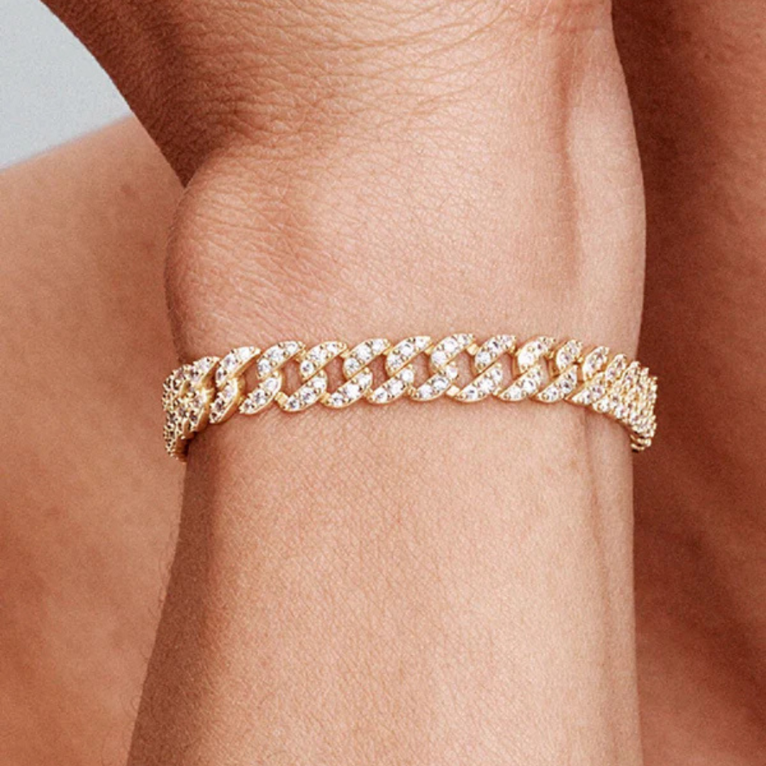 Cubo™ | Guld Moissanite Cuban Armbånd