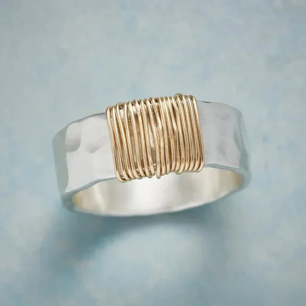 Classic Gyldne Tråde Silver Ring