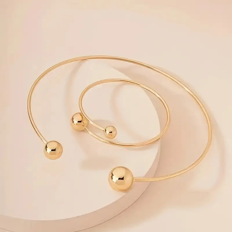Elegant 18k Guld Minimalistisk Krave- og Manchetarmbånd Sæt