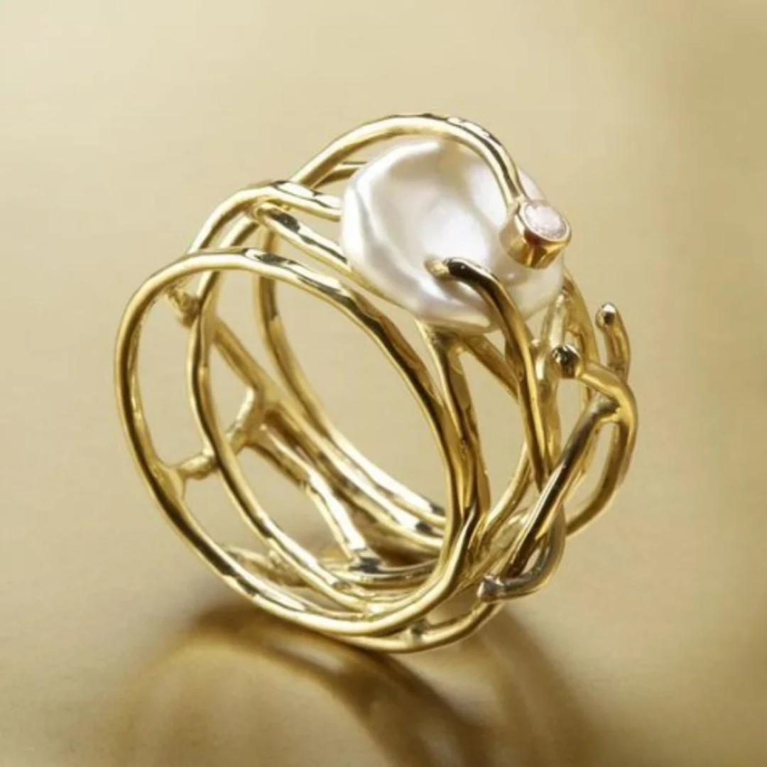 Lunara™ | Kvinders Delikate Vintage Guld Perle Ring