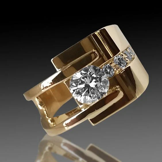 Vintage Guld Uregelmæssig Zirkonia Ring