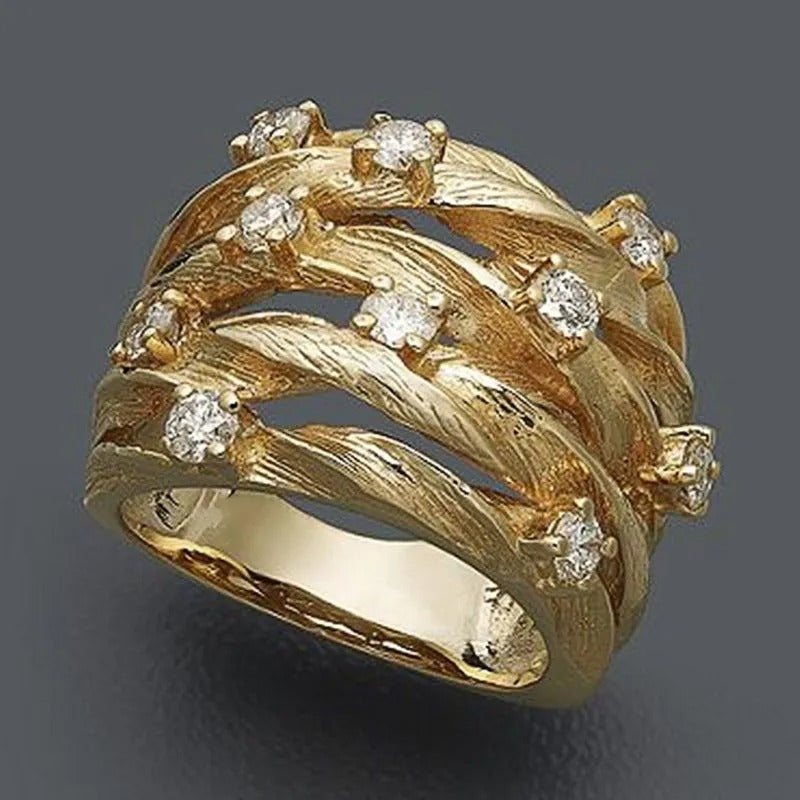 Vintage Złoty Boho Ring