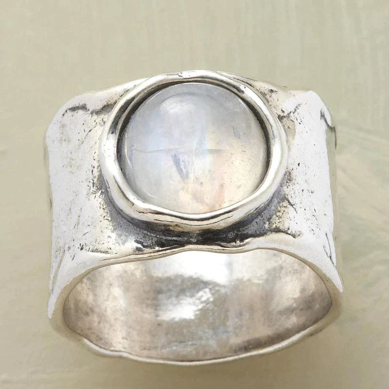 Måne Sten Ring i Sølv