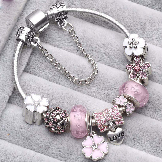 Vintage Rosa Sølv Armbånd