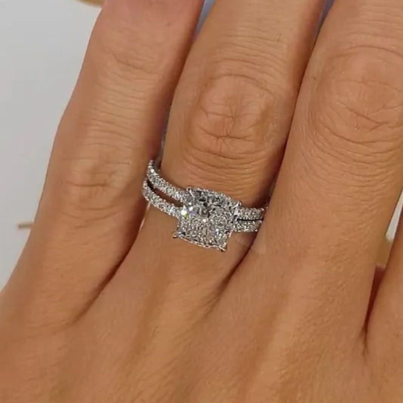 Brudepude 2-delt Ring Sæt | 16k Hvidguld