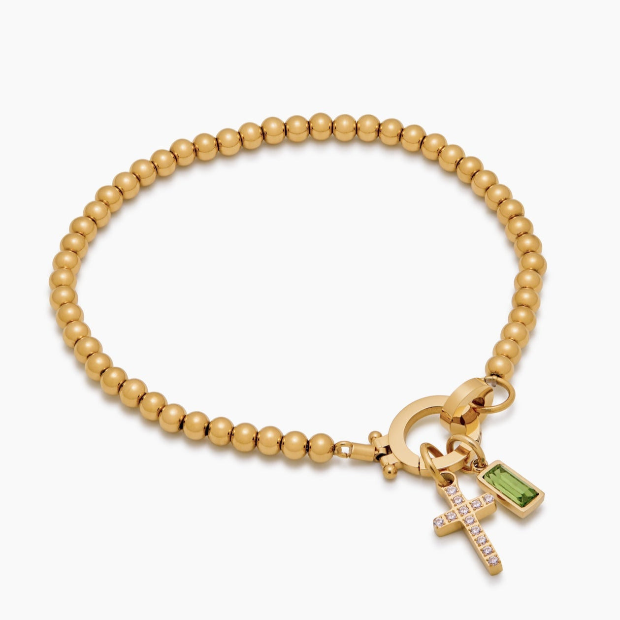 Perle Fødselssten Kors Charm Armbånd