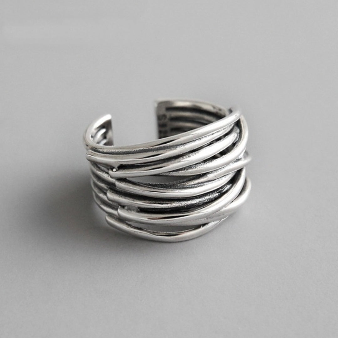 Justerbar Lagdelt 925 Sterling Sølv Ring