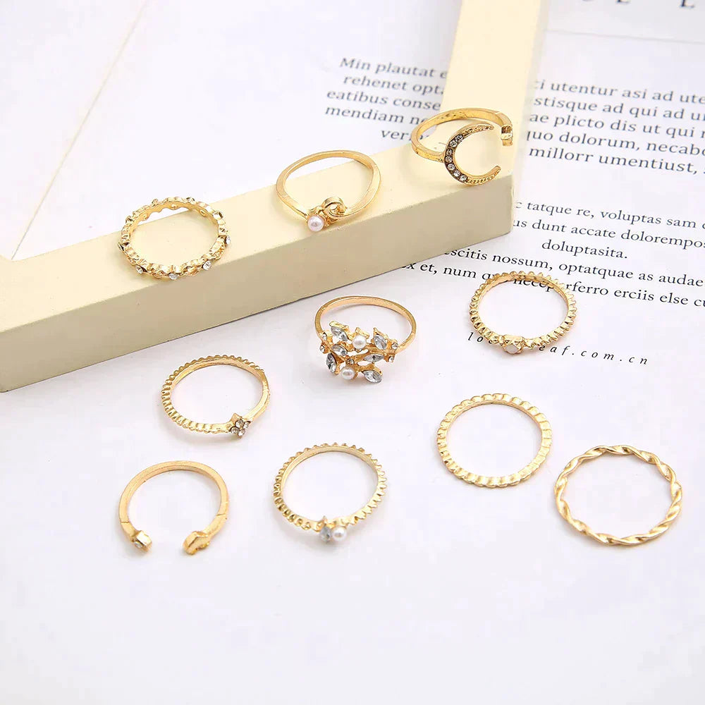 10 par boheme sølv- og guld-ringe