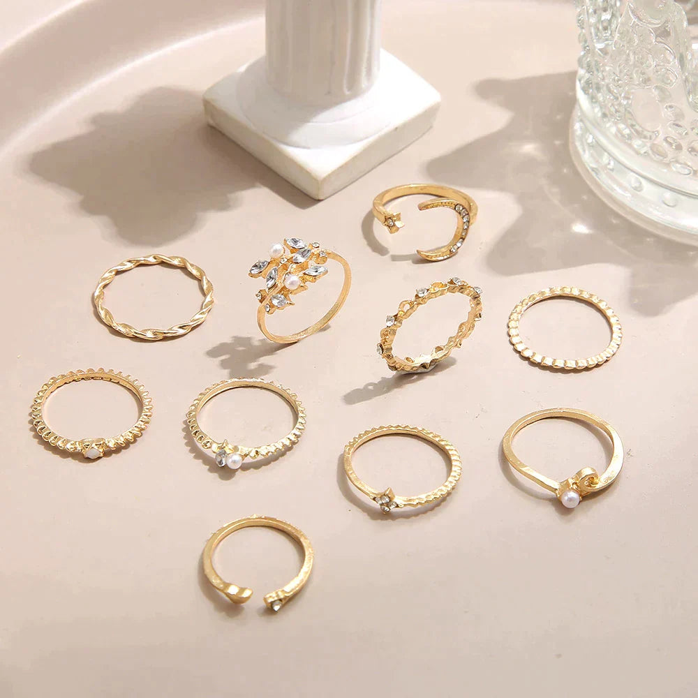 10 par boheme sølv- og guld-ringe