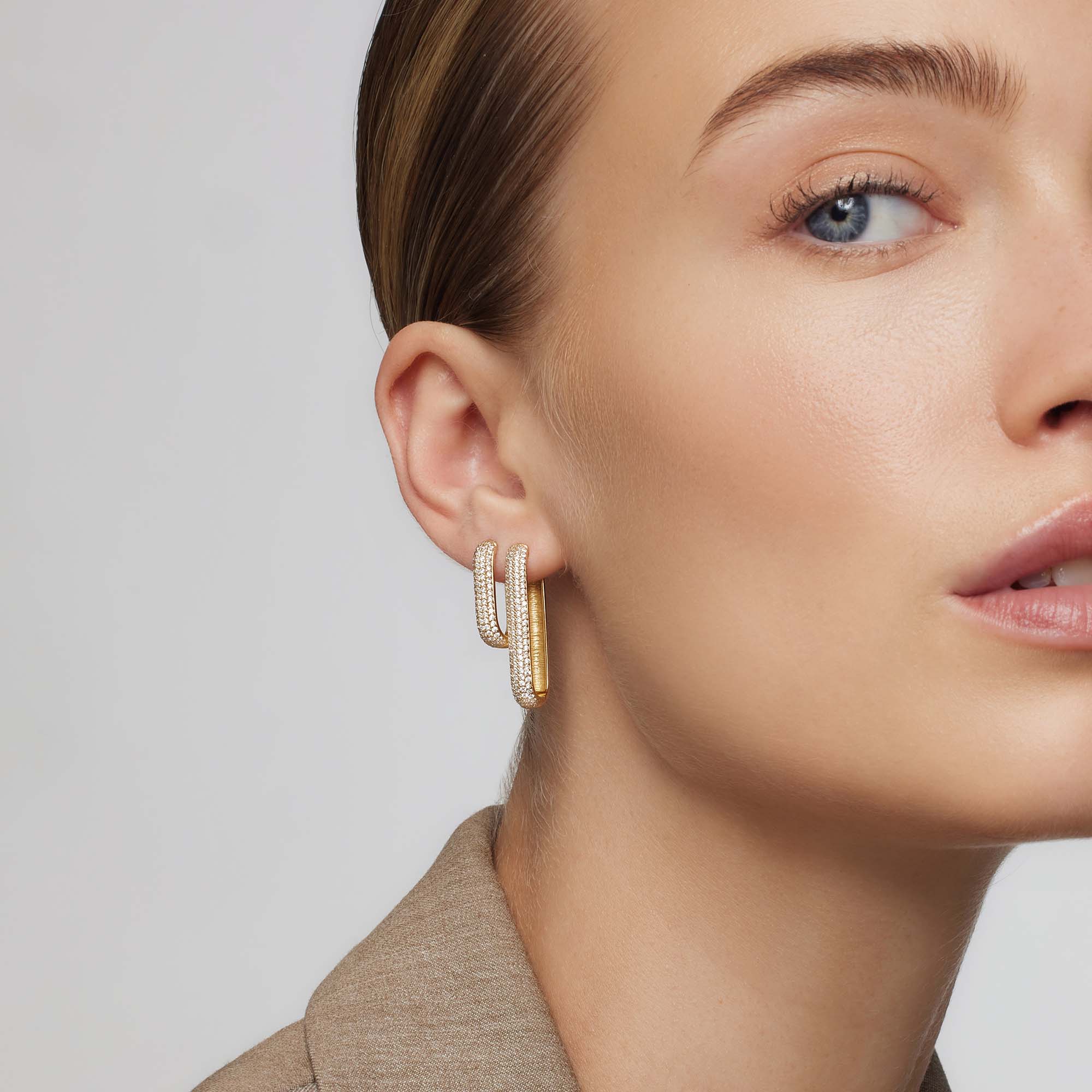 18 karat guld Icon Pavé hoop øreringe