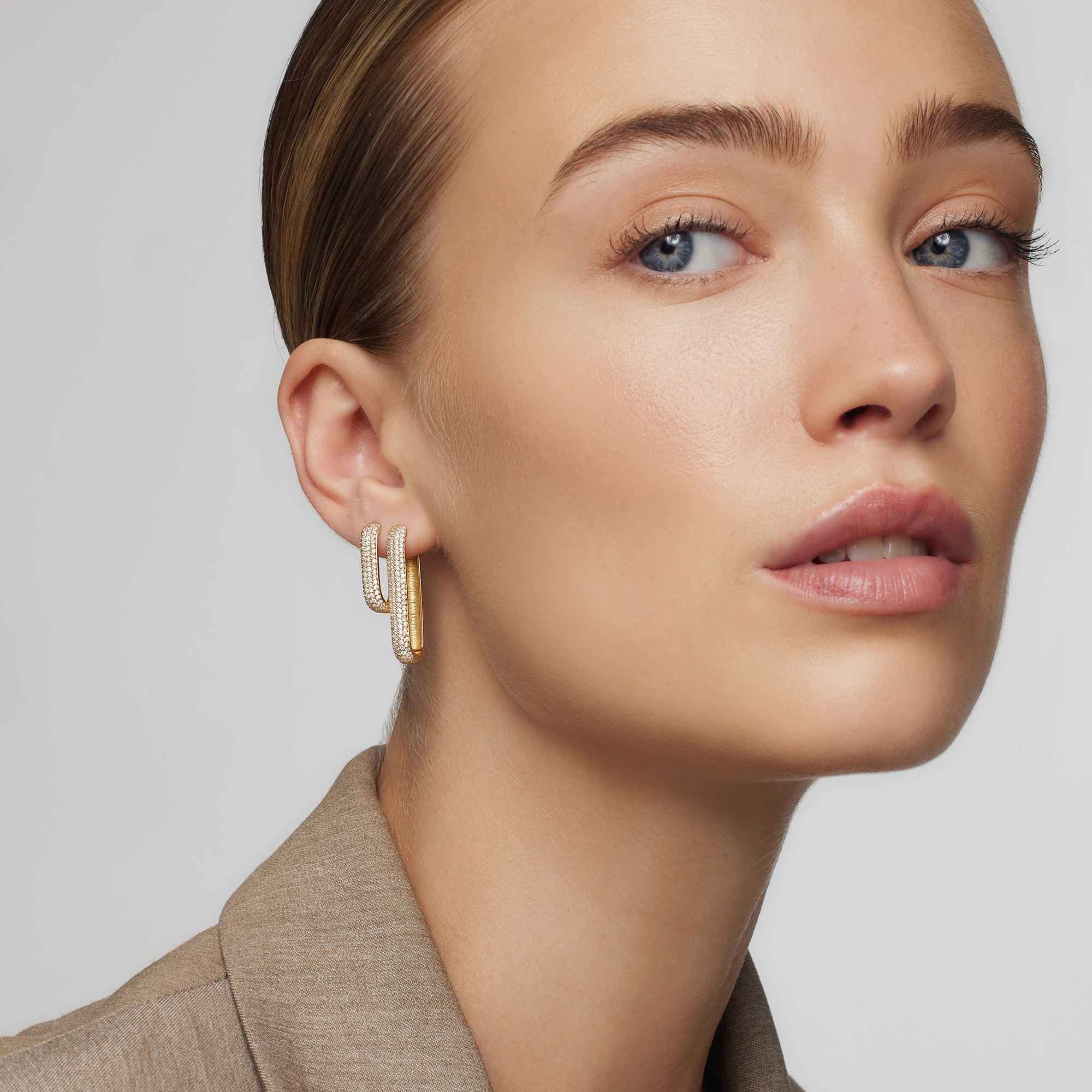 18 karat guld Icon Pavé hoop øreringe