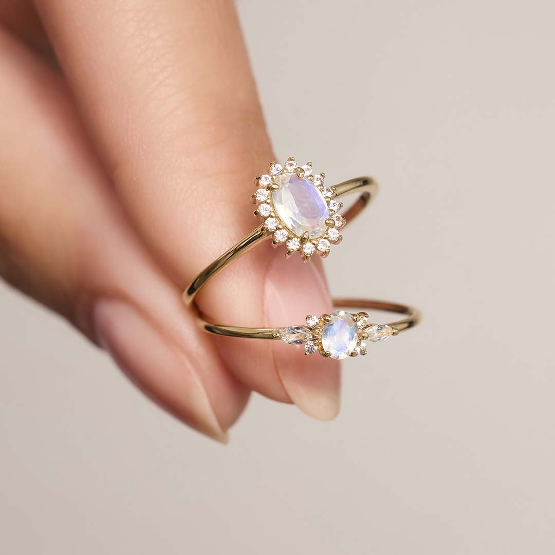 14 karat guld Moonstone Muse ring