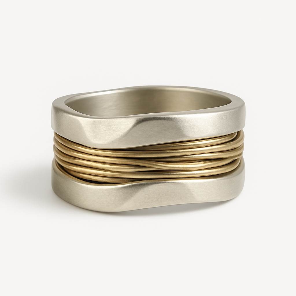 Sølv Guld Tråd Ring