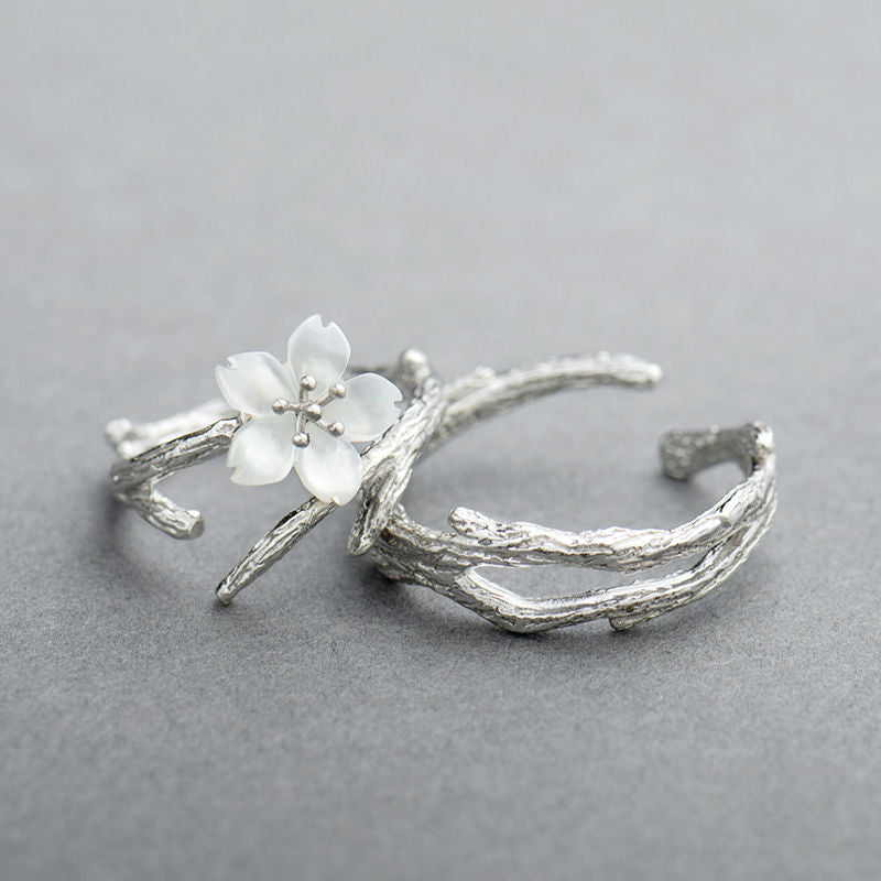 Vintage Hvid Blomst Justerbar Ring