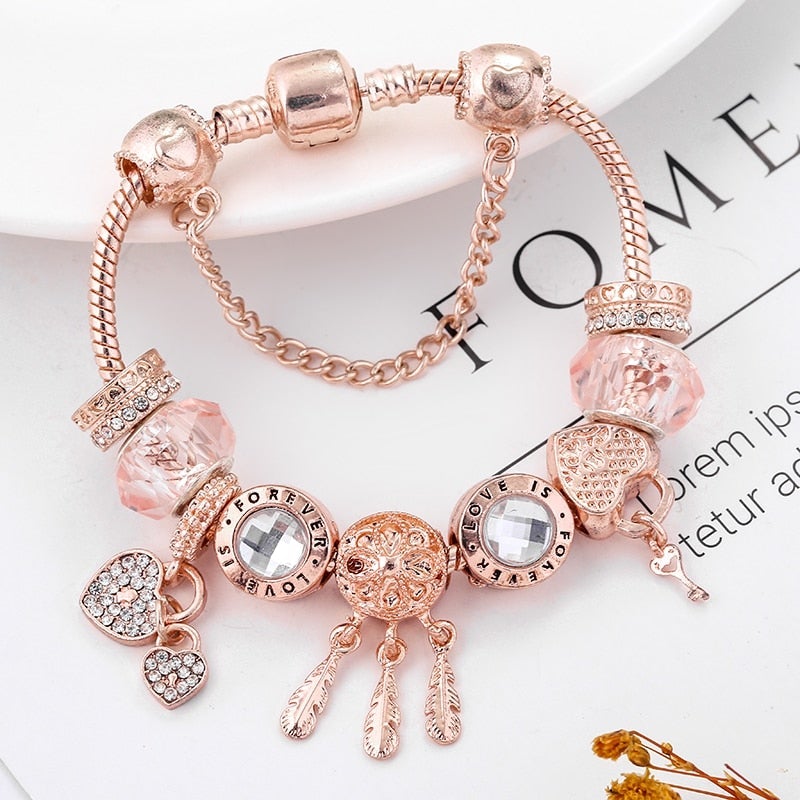 Rose Drømmefanger Armbånd med Charms | Sterling Sølv