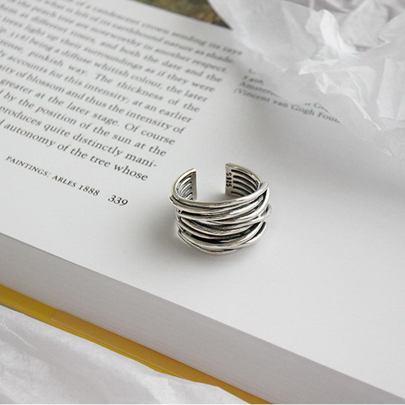 Justerbar Laget 925 Sterling Sølv Ring