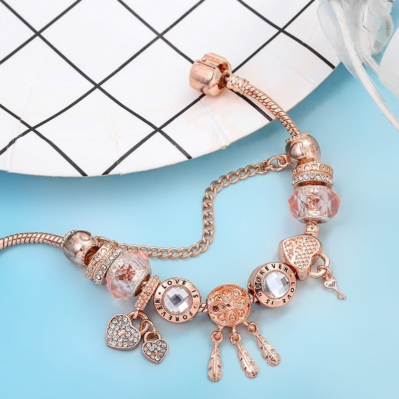 Rose Drømmefanger Armbånd med Charms | Sterling Sølv