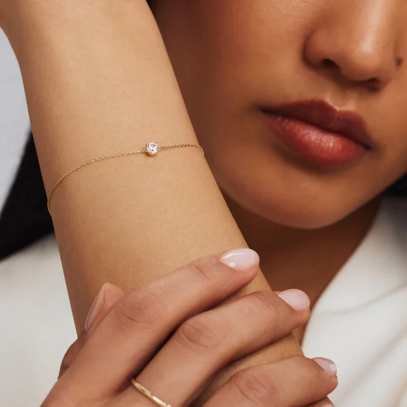Cléa 14k Guld Moissanite Sten Armbånd