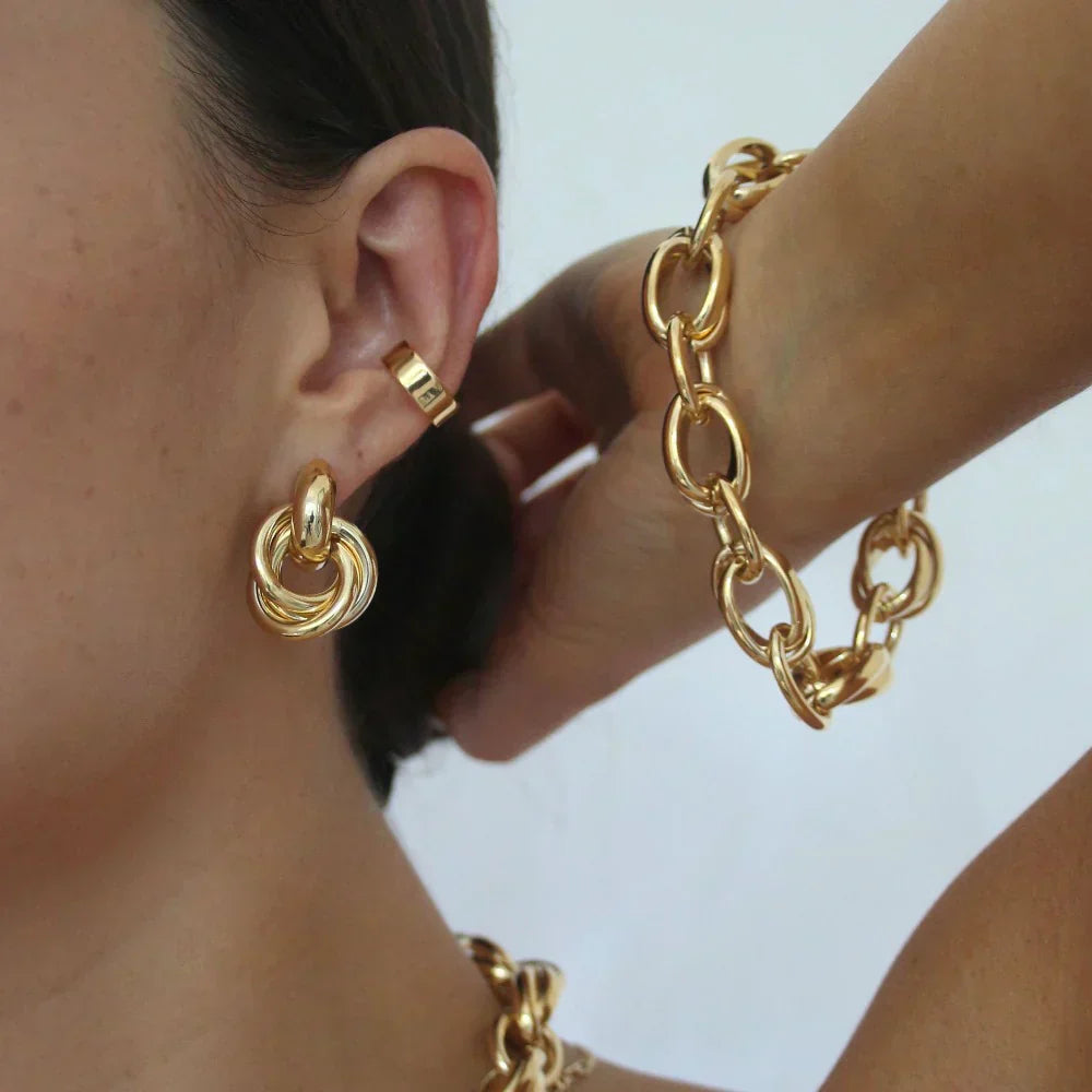 Interlock™ | Guld Statement Øreringe
