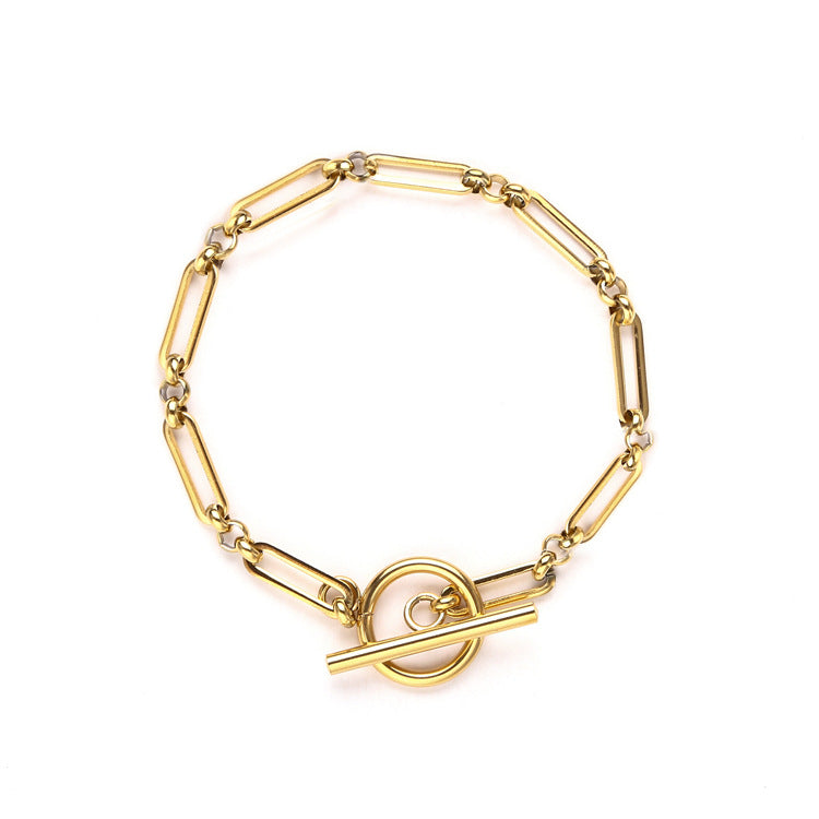16k Guld Link T-Bar Armbånd