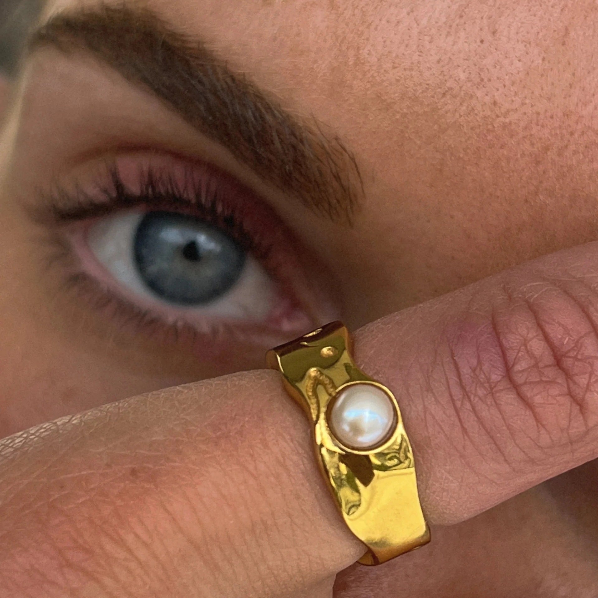 Vintage Naturlig Guld Perle Ring