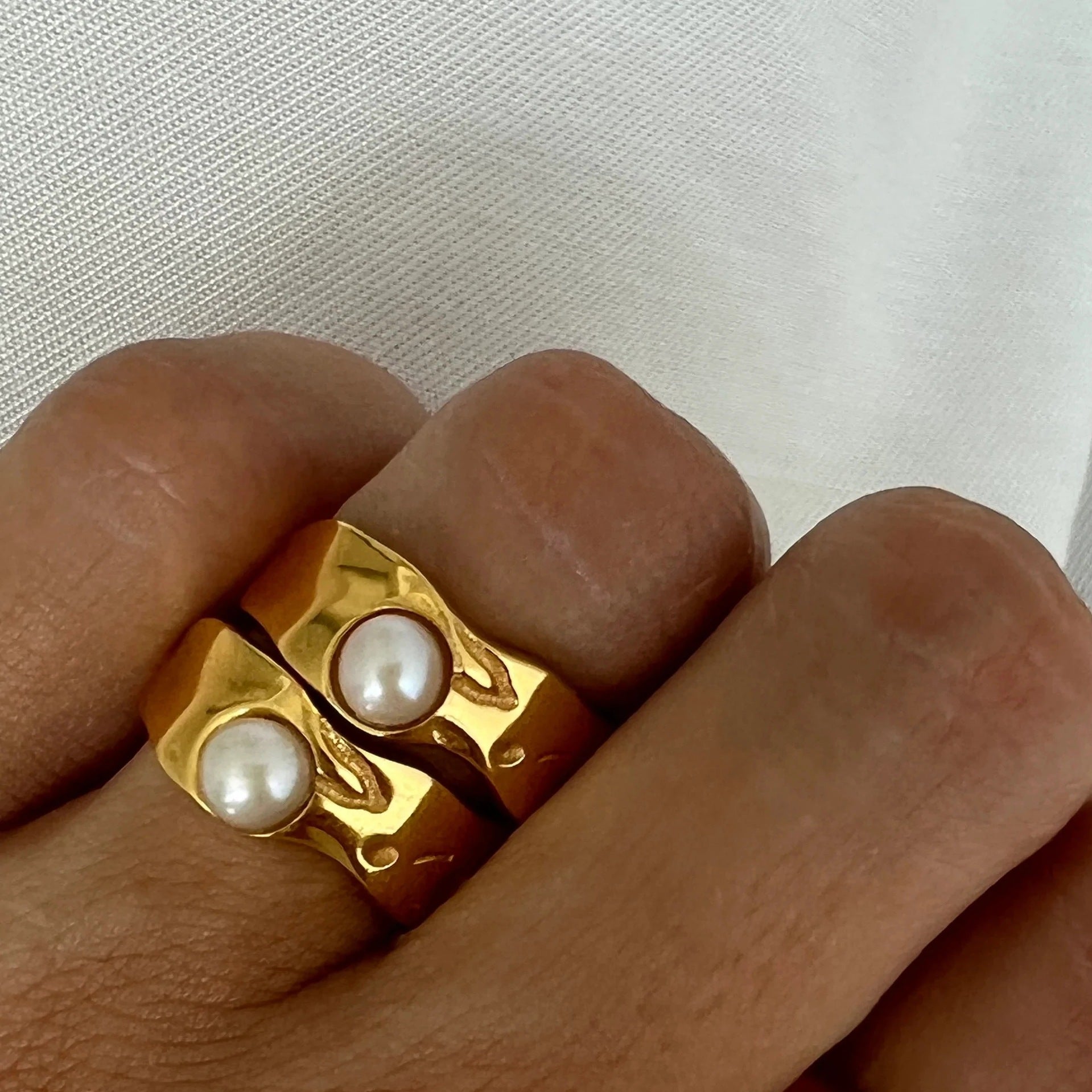 Vintage Naturlig Guld Perle Ring