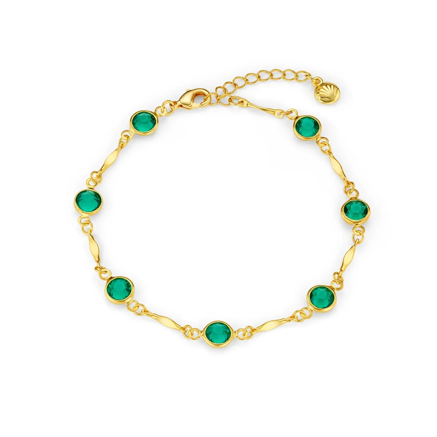 18k Guld Emerald Link Armbånd