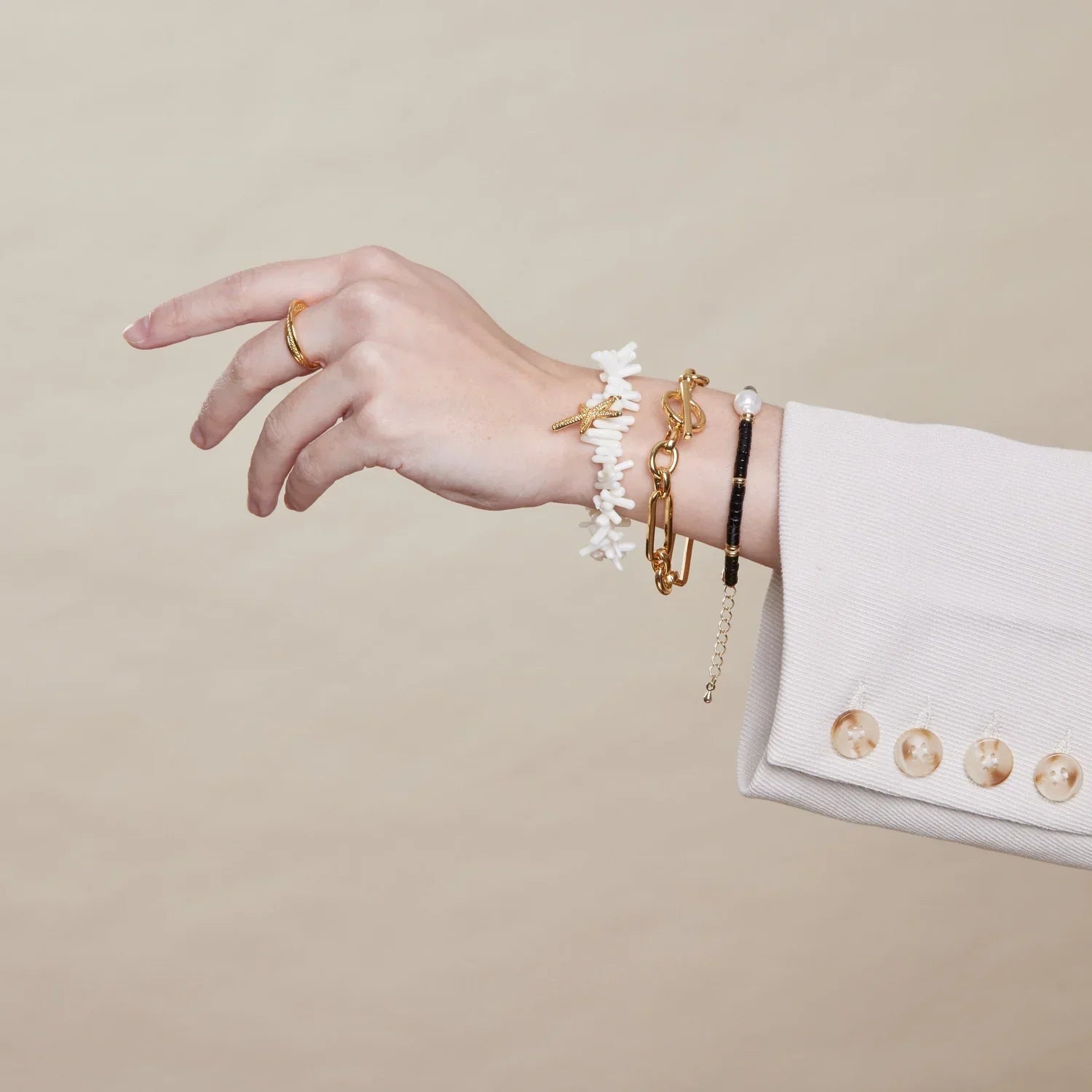 16k Guld Link T-Bar Armbånd