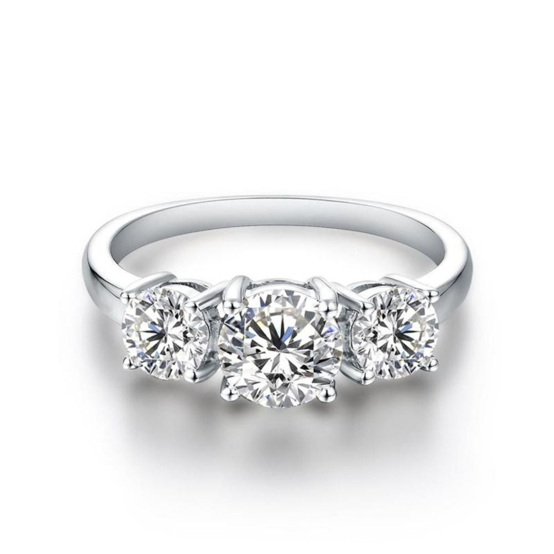 Clare Triple Stone Ring | 16K hvidguld
