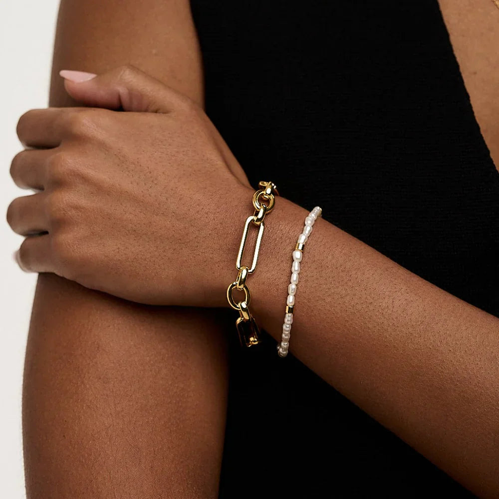 16k Guld Link T-Bar Armbånd