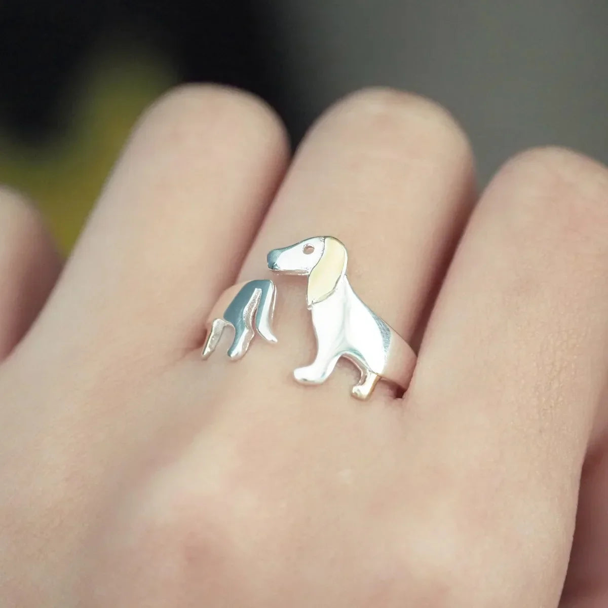 925 Sterling Sølv Dachs Ring – Justerbar Pasform