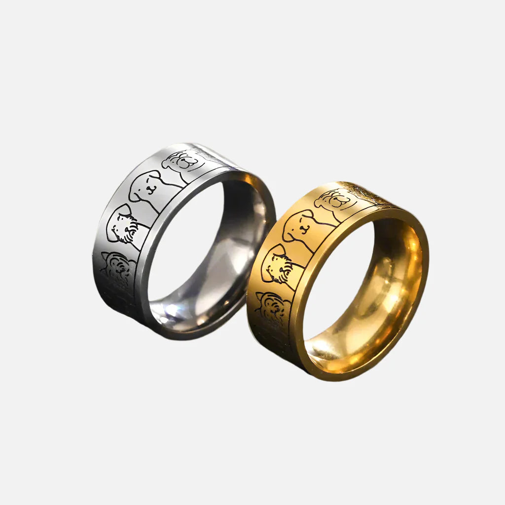 Bred Ring af Rustfrit Stål til Hunde – Gravert Design til Kvinder