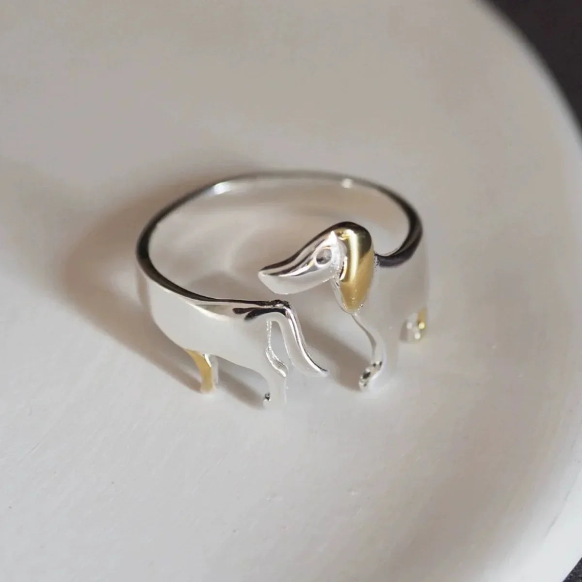 925 Sterling Sølv Dachs Ring – Justerbar Pasform