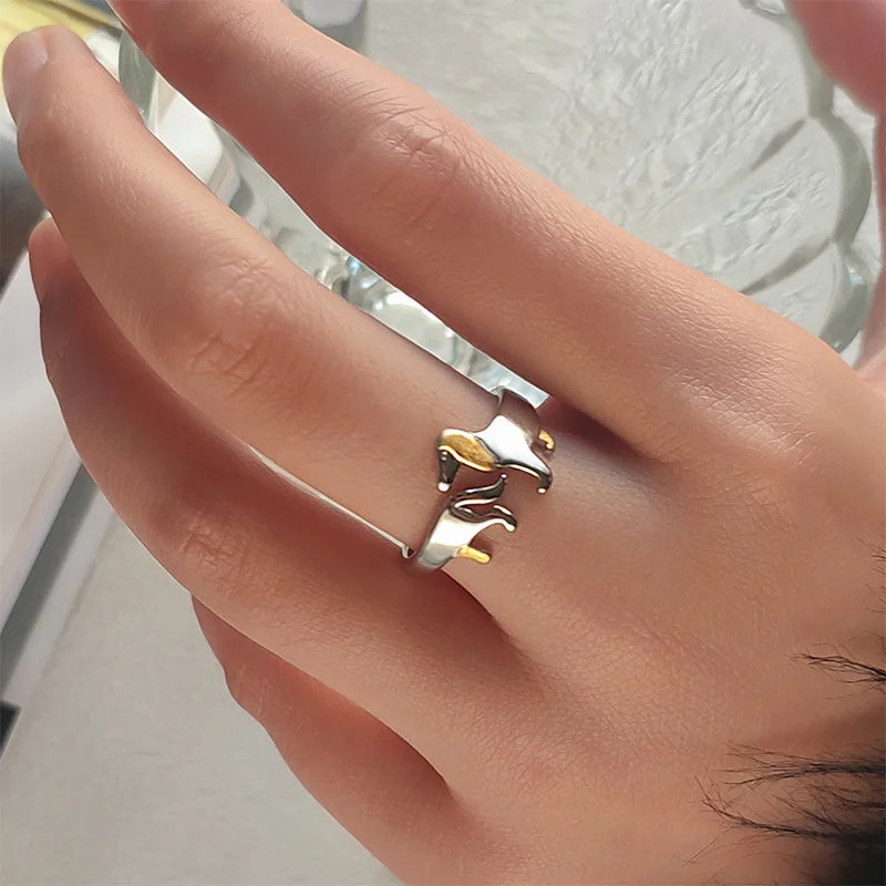 925 Sterling Sølv Dachs Ring – Justerbar Pasform