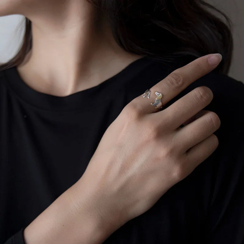 925 Sterling Sølv Dachs Ring – Justerbar Pasform