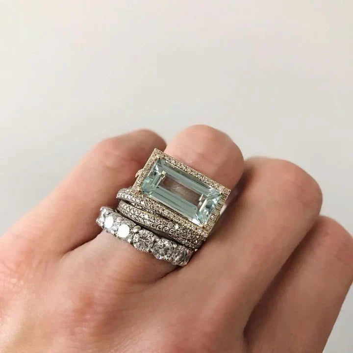 Audrey™ - Vintage Turkis Glas Ring Sæt