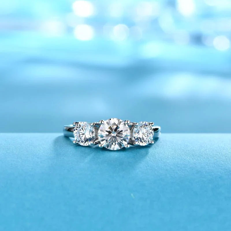 Clare Triple Stone Ring | 16K hvidguld
