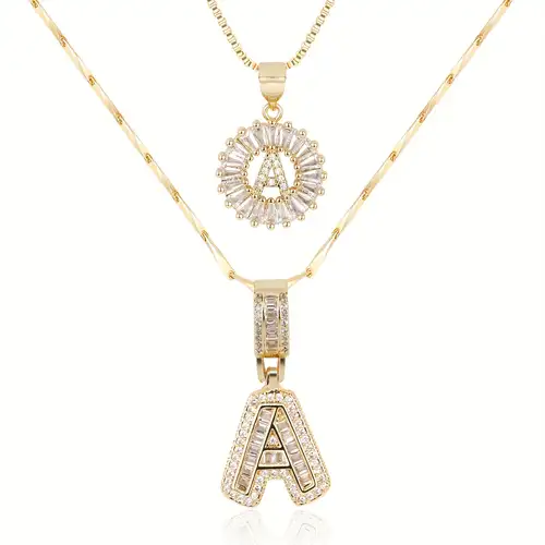 18K Guld Moissanite Initial Halskæde Sæt
