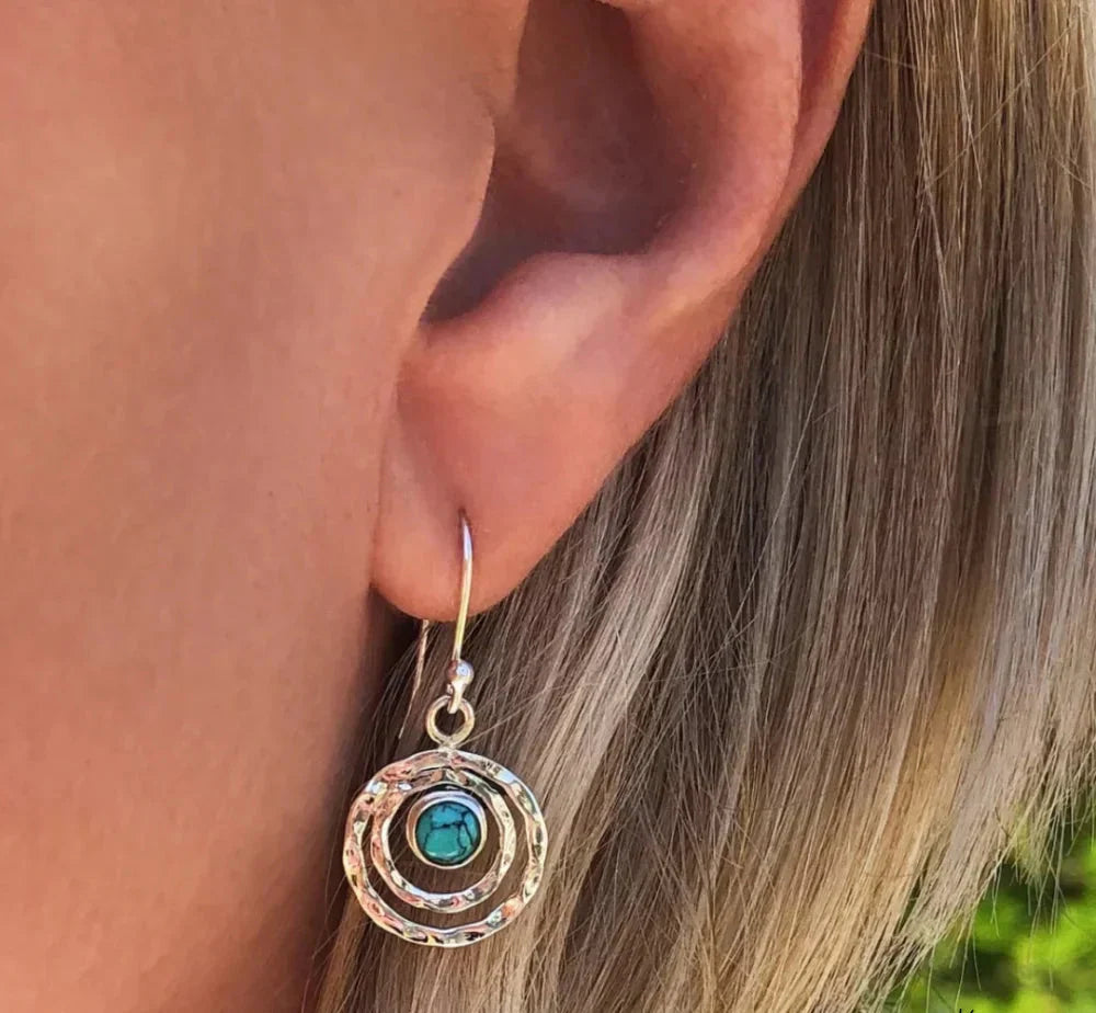 Bohemian Turquoise Earrings in Silver & Gold