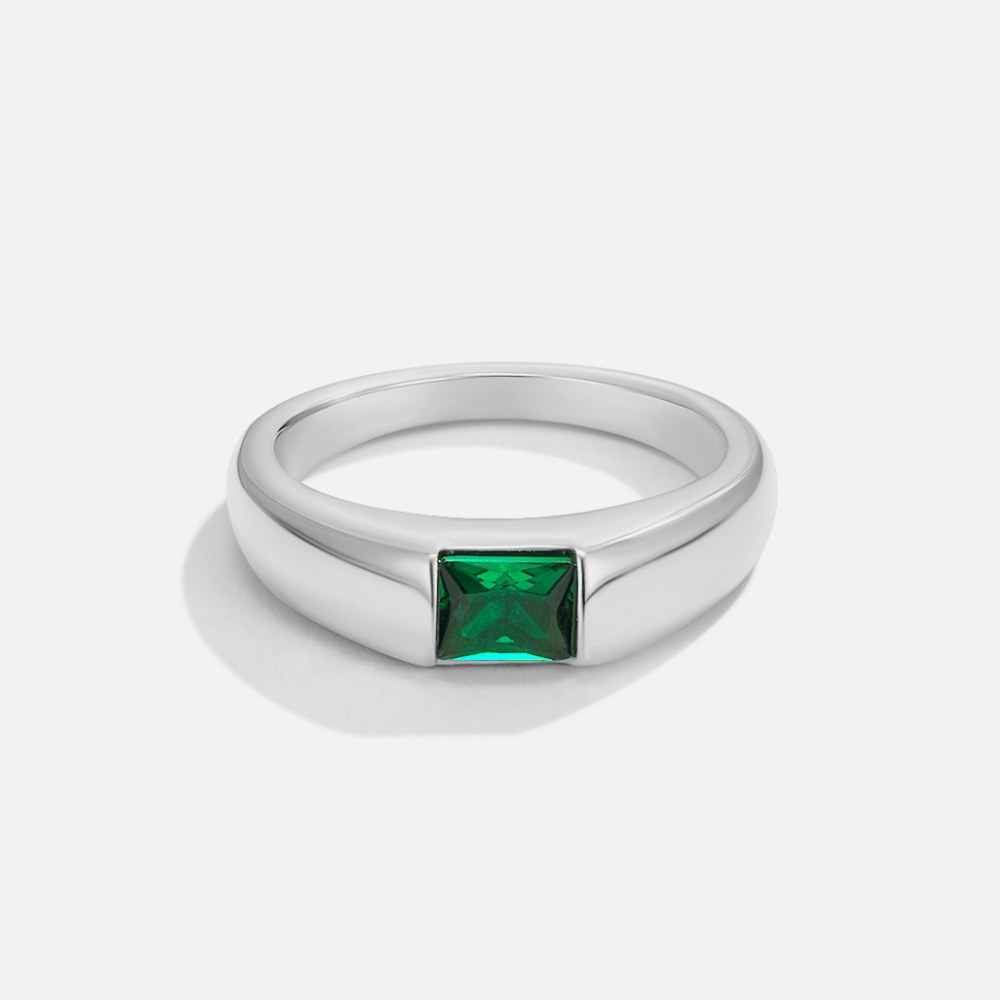 Sølv Ring med Smaragd
