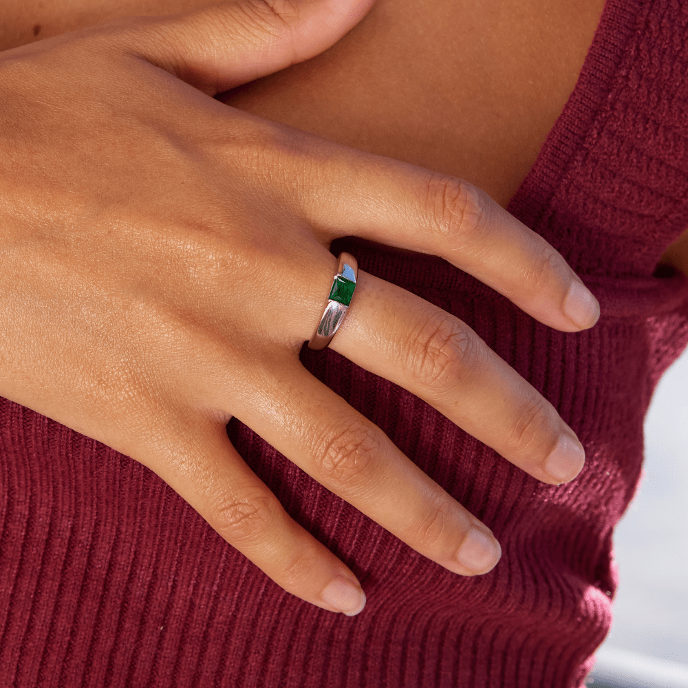 Sølv Ring med Smaragd