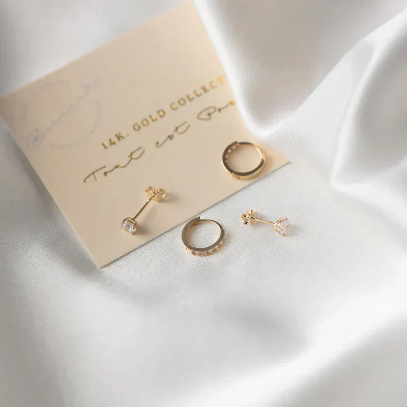 Larmes™ | 14K Guld Stenophæng Øreringe