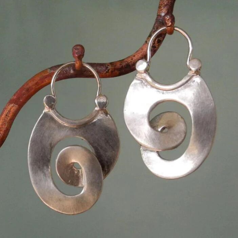 Vintage Sølv Spiral Øreringe