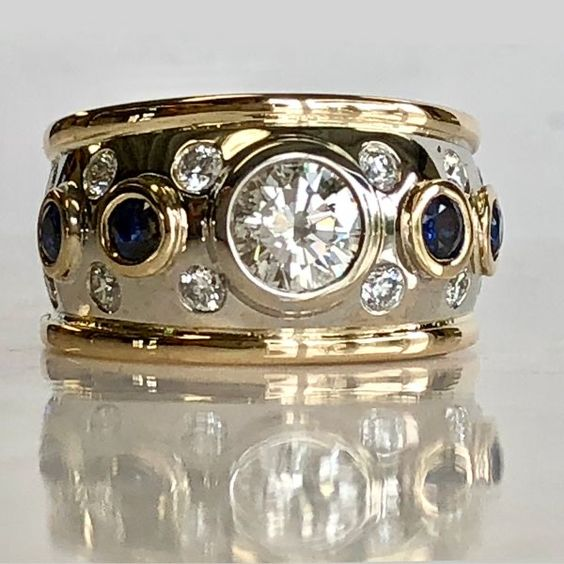 Vintage ring med zirkon indlagt med guld